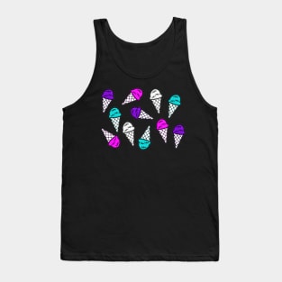 Colorful Ice Cream Pack and Pattern (Black) Tank Top